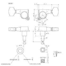 Колки Small Button, черное покрытие, 3+3 GOTOH SG381-07-Black L3R3