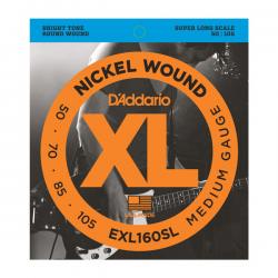 Струны для бас-гитары Nickel, 50-105 superlong D'ADDARIO EXL-160-SL