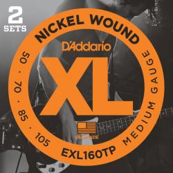 Струны для бас-гитары, никель, long scale 50-105 (2 комплекта) D'ADDARIO EXL-160-TP