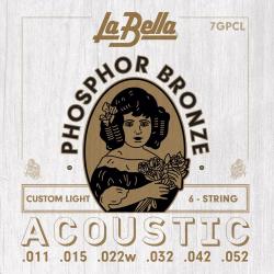 Струны для акустической гитары, 24 комплекта, ф.бронза, 11-52 LA BELLA 7GPCL-BULK-24