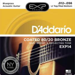 Струны для акустической гитары, 12-56, бронза 80/20 с защитным покрытием D'ADDARIO EXP-14