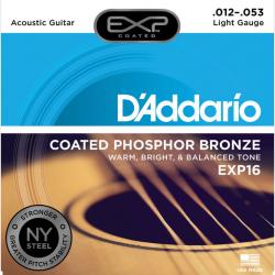 Струны для акустической гитары с покрытием Light 12-53, 6-гранный корд D'ADDARIO EXP-16