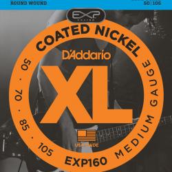 Струны для бас-гитары с полимерным покрытием nickel, regular 50-105 D'ADDARIO EXP-160