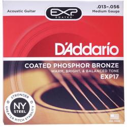 Струны для акустической гитары, фосфорная бронза с защитным покрытием, 13-56 D'ADDARIO EXP-17