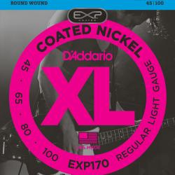 Струны для бас-гитары с полимерныым покрытием Nickel, Soft 45-100 D'ADDARIO EXP-170