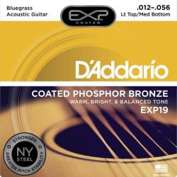 Струны для акустической гитары, фосфорная бронза с защитным покрытием, 12-56 D'ADDARIO EXP-19