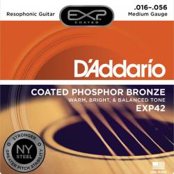 Струны для акустической гитары с покрытием 016-056 D'ADDARIO EXP-42