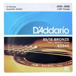 Струны для 12-струнной гитары, бронза 85/15, Light 10-50 D'ADDARIO EZ-940