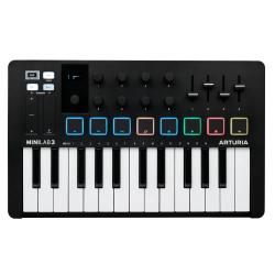 25 клавишная  MIDI-клавиатура - пэд-контроллер, 9 регуляторов, 8  RGB пэдов, 8 фейдеров, дисплей, се... ARTURIA MiniLAB 3 Black Edition