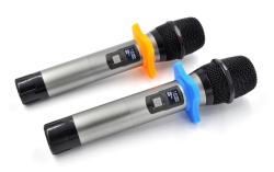 Микрофонная радиосистема с DSP, UHF 710-726 MHz, 100 каналов,LCD дисплей, 2х ИК порт, 2 ручных микрофона, 2 держателя на стойку, 2 цветных кольца. AXELVOX DWS7000HT (HT Bundle)