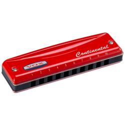 Губная гармоника, тональность Соль мажор, цвет красный VOX Continental Harmonica Type-2-G